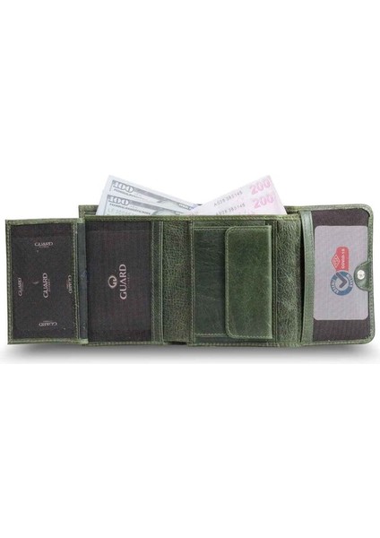 Bozuk Para Bölmeli Crazy Yeşil Kadın Deri Cüzdan - GDR240330XT1455 modelleri