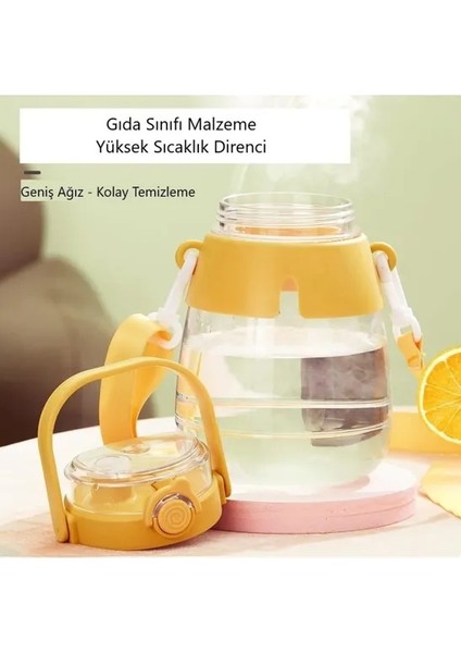 ST 6642 Sarı Hippo Tritan 1050 ml Tritan Saplı Matara