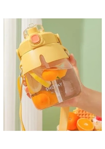 ST 6642 Sarı Hippo Tritan 1050 ml Tritan Saplı Matara