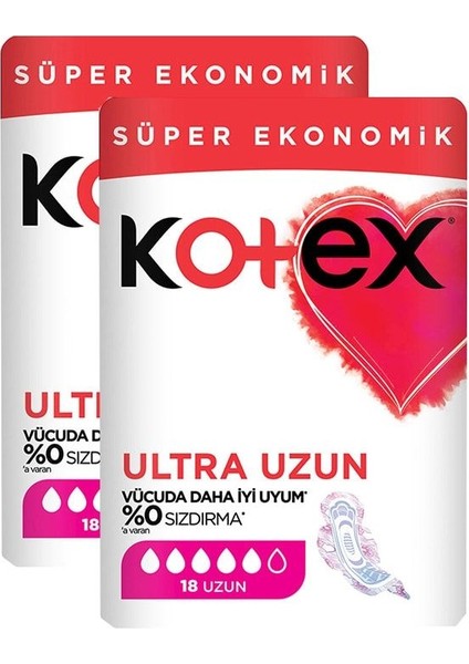 Ultra Hijyenik Ped Süper Ekonomik Uzun 18'li 2 Adet