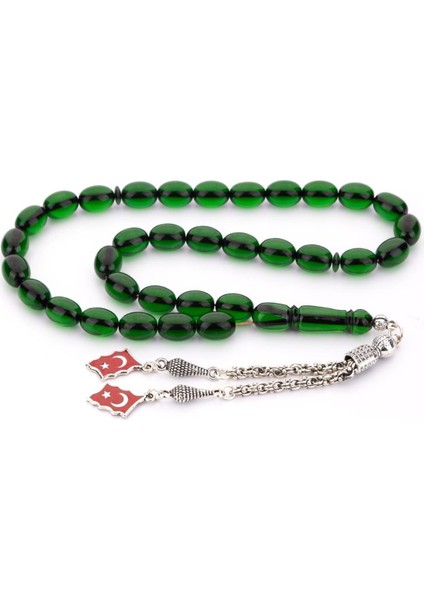 Zümrüt Yeşili Şıkır Şıkır Çekim Ateş Kehribar Tesbih