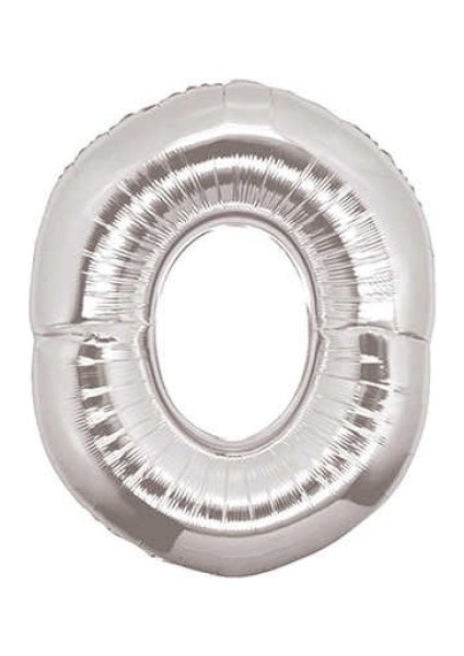 0 Rakam Gümüş Folyo Balon 32 Inc 72 cm