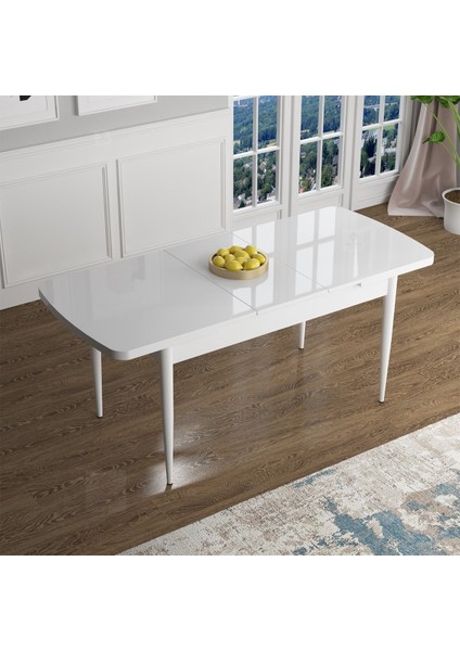 Puka Serisi 80X132 Açılabilir Beyaz Mutfak Masası Takımı 4 Sandalye