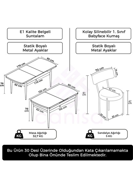 Puka Serisi 80X132 Açılabilir Beyaz Mutfak Masası Takımı 4 Sandalye