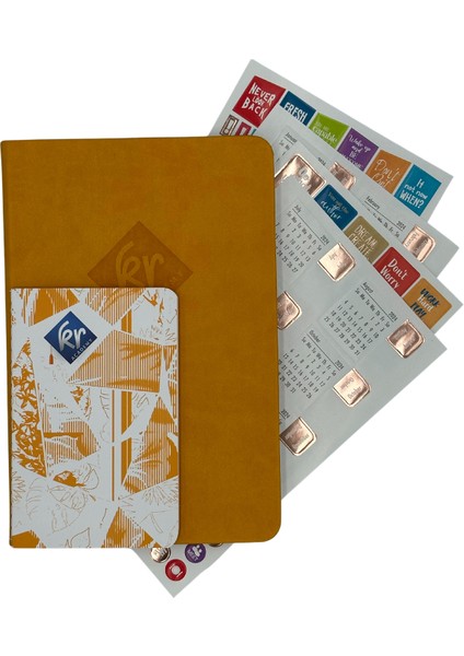 Ingilizce Süresiz Planlayıcı Ajanda - Hardal Mini Not Defteri + Sticker
