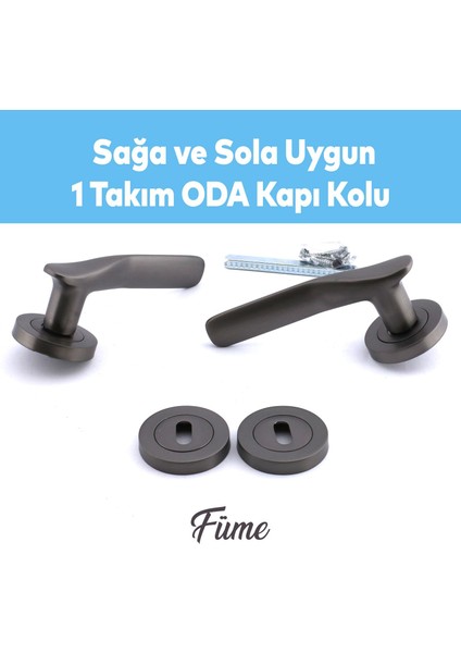 Royal Füme Oda Kapı Kolu Sürgülü ve Çelik Kapı Kulpu Uyumlu Sağa ve Sola Uygun Kolları Daire Rozetli modelleri