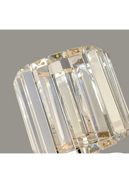 Modern Kristal Taşlı Kablosuz Pilli Aplik Aç Kapa Butonlu Gold Sarı