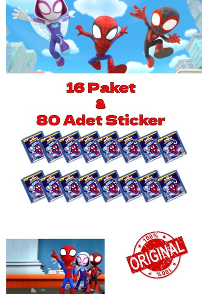 Open Toys Panini Çıkartma Spidey ve Inanılmaz Arkadaşları - 16 Paket & 80 Adet Sticker