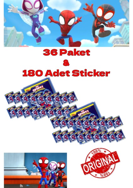 Open Toys Panini Çıkartma Spidey ve Inanılmaz Arkadaşları - 36 Paket & 180 Adet Sticker