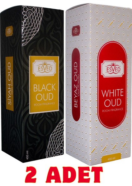 Beyaz Oud & White Oud ve Siyah Oud & Black Oud Oda ve Kumaş Spreyi Seccade Spreyi Oda Kokusu Koku 400 ml