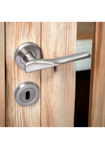 Royal Saten Oda Kapı Kolu Sürgülü ve Çelik Kapı Kulpu Uyumlu Daire Rozetli Sağa Sola Uygun Kolları fiyatları