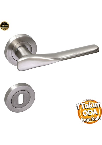 Royal Saten Oda Kapı Kolu Sürgülü ve Çelik Kapı Kulpu Uyumlu Daire Rozetli Sağa Sola Uygun Kolları