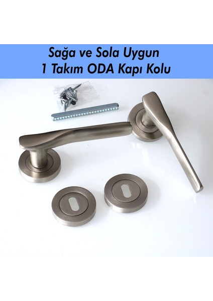 Royal Saten Oda Kapı Kolu Sürgülü ve Çelik Kapı Kulpu Uyumlu Daire Rozetli Sağa Sola Uygun Kolları indirimleri