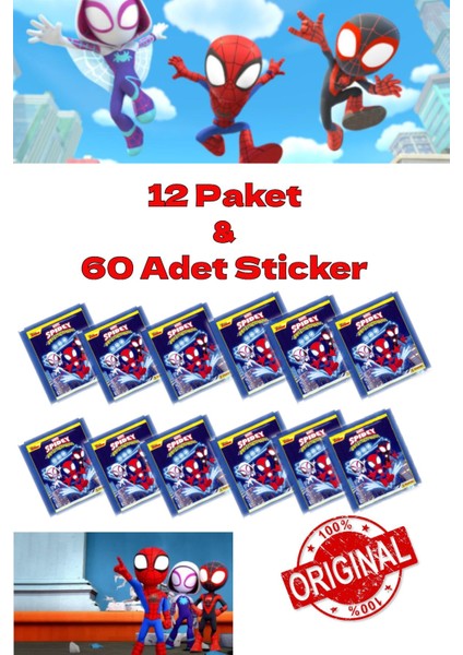 Open Toys Panini Çıkartma Spidey ve Inanılmaz Arkadaşları - 12 Paket & 60 Adet Sticker