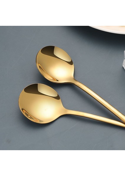 Paslanmaz Çelik Gold 12 Adet 18 cm Uzun Tatlı Latte  Dondurma Kaşığı CIN510SR-12