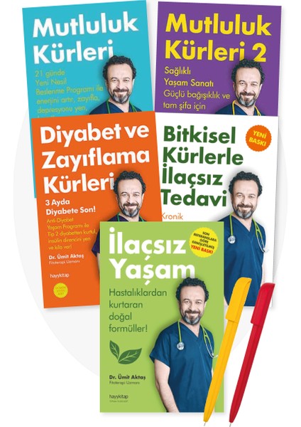 Mutluluk Kürleri Di-Yabet ve Zayıflama Ilaçsız Yaşam Bitkisel 5 Kitap - Ümit Aktaş - Alfa Kalem