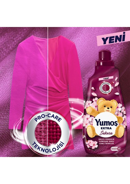 Extra Çamaşır Yumuşatıcı Sakura 1440 ml x2 + Yumoş Sprey Sakura 450 ml x1