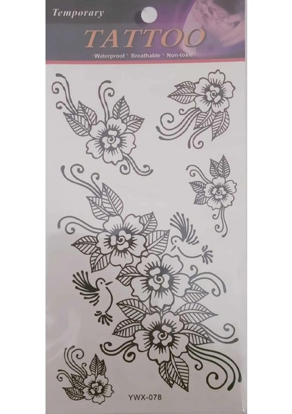 Çiçek Desenli Yapıştırma Sticker Geçici Dövme