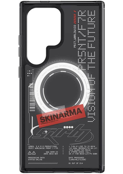 Galaxy S24 Ultra Uyumlu Kılıf Skinarma Magsafe Özellikli Yazı Desenli Airbag Tasarımlı Orion Siyah modelleri
