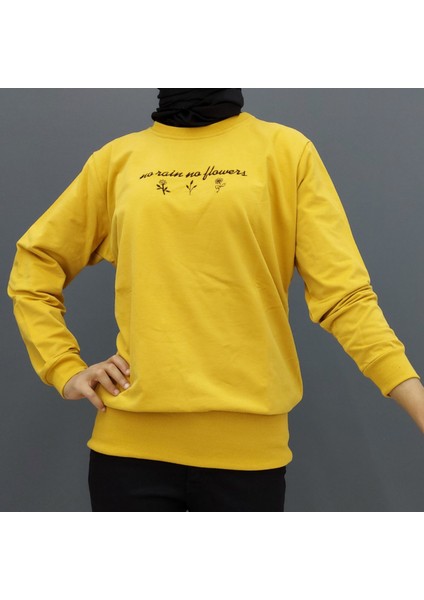4007 Yazı Detaylı Büyük Beden Sweat