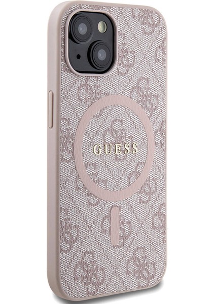 iPhone 15 Uyumlu Kılıf Guess Orjinal Lisanslı Magsafe Özellikli 4g Desenli Yazı Logolu Kapak Pembe modelleri