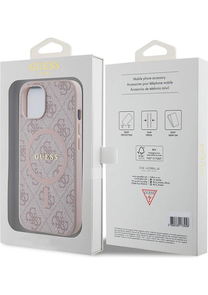 iPhone 15 Uyumlu Kılıf Guess Orjinal Lisanslı Magsafe Özellikli 4g Desenli Yazı Logolu Kapak Pembe indirimleri
