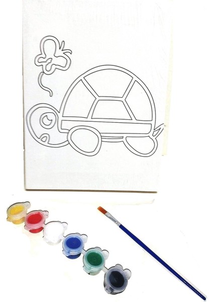 Sepeti Kaplumbağa Model Resimli Tuval 24X18 6lı Boya, Fırça Boyama Seti