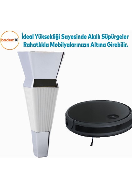 Mobilya Oturma Grubu Çekyat Kanepe Sehpa Tv Ünitesi Koltuk Ayağı Baza Ayakları Beyaz Krom 16 cm indirimleri