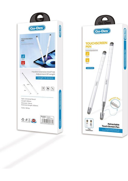 Universal Telefon ve Tablet Uyumlu Dokunmatik Kalem Uzayabilen Teleskopik Go Des GD-P1127