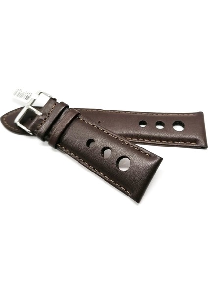 Tissota Uyumlu Hakiki Deri 24 mm Kahverengi Saat Kordonu