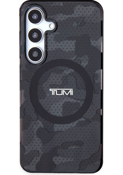 Galaxy S24 Uyumlu Kılıf Tumı Lisanslı Magsafe Özellikli Buzlanmış Saydam Ağ Kamuflajı Desenli Gri
