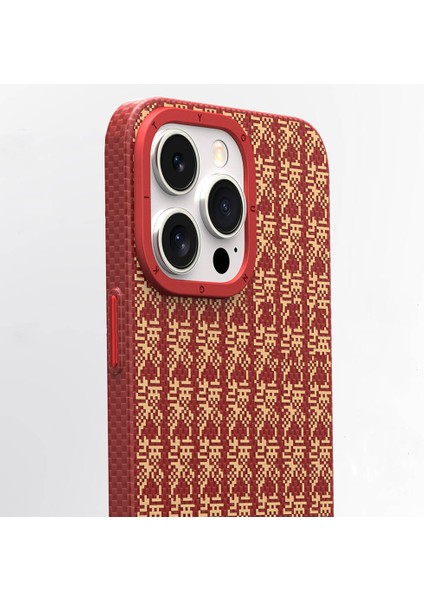iPhone 14 Pro Max Uyumlu Kılıf Magsafe Kevlar 1500D Youngkit Auspicious Loong Serisi Kırmızı fırsatları