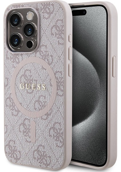 iPhone 15 Pro Max Uyumlu Kılıf Guess Lisanslı Magsafe Özellikli 4g Desenli Yazı Logolu Kapak Pembe fiyatları