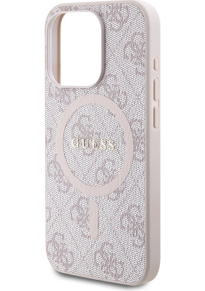iPhone 15 Pro Max Uyumlu Kılıf Guess Lisanslı Magsafe Özellikli 4g Desenli Yazı Logolu Kapak Pembe fırsatları