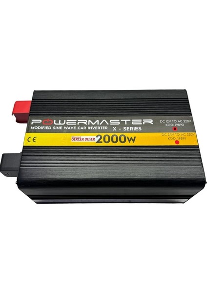 12 V Volt 2000 W Watt Modifiye Sinus Inverter 12-220 V Çevirici Dönüştürücü Dijital Ekranlı Invertör