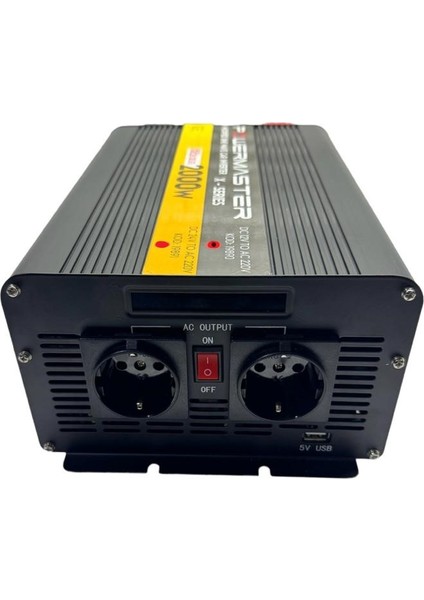 12 V Volt 2000 W Watt Modifiye Sinus Inverter 12-220 V Çevirici Dönüştürücü Dijital Ekranlı Invertör