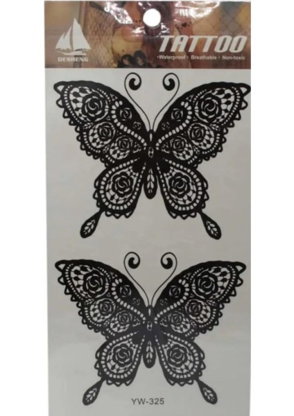 Kelebek Desenli Yapıştırma Sticker Geçici Dövme