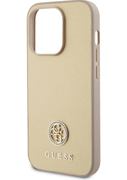 iPhone 14 Pro Max Uyumlu Kılıf Guess Orjinal Lisanslı Deri 4g Metal Logo Strass Kapak Gold fırsatları