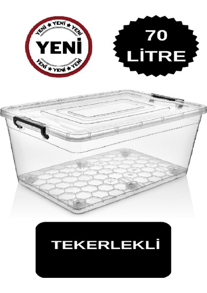 Tekerlekli Saklama Kabı 2 Li Set 50 Lt ve 70 Lt Büyük Boy Tekerlekli Saklama Kutusu Depolama Oyuncak