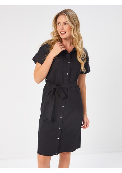 Safari Form Kısa Kol Gömlek Elbise 68293