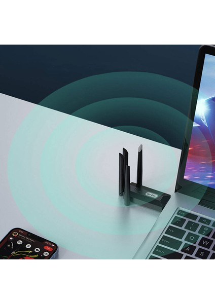 4 Antenli Kablosuz Internet Sağlayıcı USB Wifi Wireless Adaptör Go Des GD-BT318 Çift Bantlı 1200M