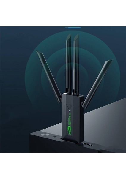 4 Antenli Kablosuz Internet Sağlayıcı USB Wifi Wireless Adaptör Go Des GD-BT318 Çift Bantlı 1200M