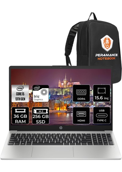 250 G10 Intel Core I5 1335U 36GB 256GB SSD 15.6'' Fhd Fdos Taşınabilir Bilgisayar 8A538EA & Per4 Çanta 8A538EAP331