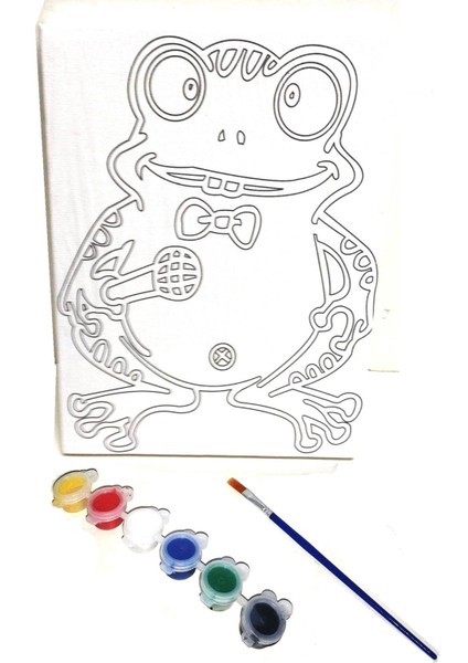 Sepeti Kurbağa Model Resimli Tuval 24X18 6lı Boya, Fırça Boyama Seti