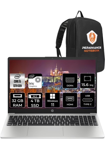 250 G10 Intel Core I5 1335U 32GB 4tb SSD 15.6'' Fhd W11H Taşınabilir Bilgisayar 8A538EA & Per4 Çanta 8A538EAP380