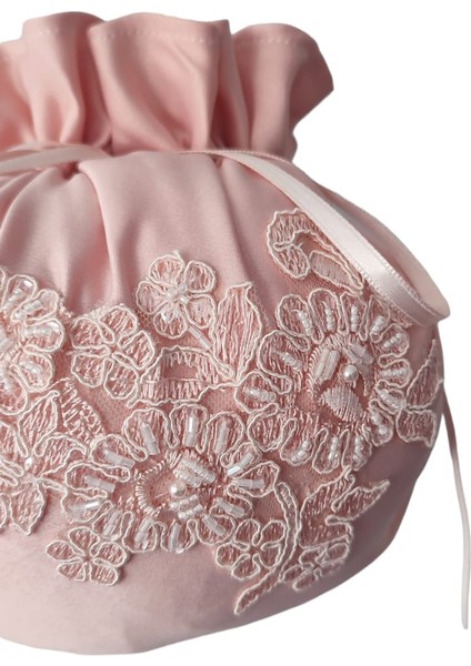 Gelin Takı Kesesi,gelin Çantası,pudra Pembe Dantelli,düğün,nişan,doğum Günü,çanta,kese fırsatları