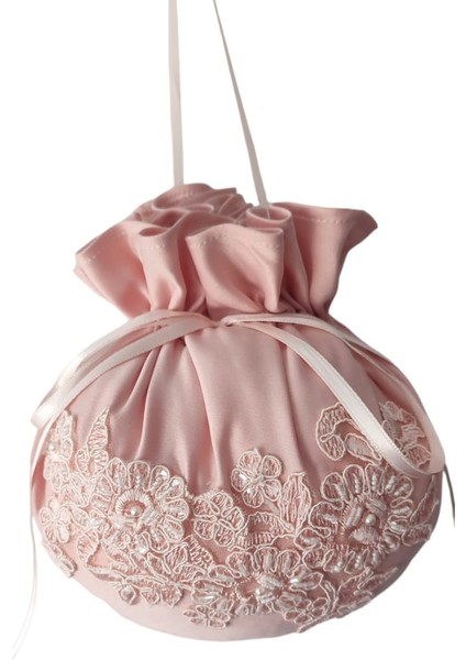 Gelin Takı Kesesi,gelin Çantası,pudra Pembe Dantelli,düğün,nişan,doğum Günü,çanta,kese indirimleri