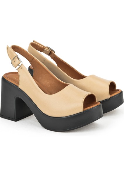 Ziya, Kadın Deri Topuklu Sandalet 141992Z28003 Bej fiyatları