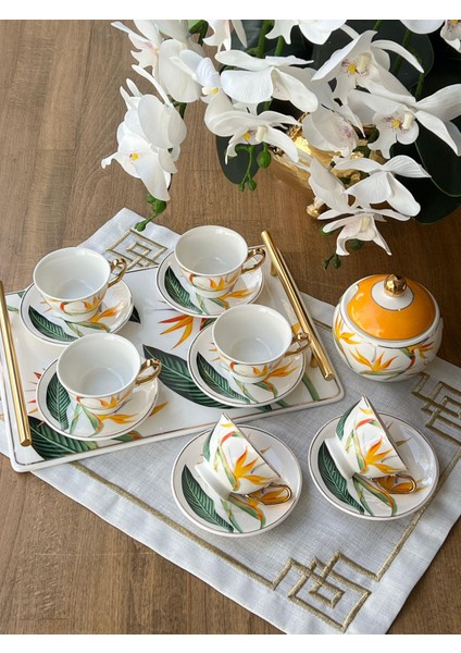 Türk Kahve Orange Flower 6 Kişilik 15 Parça