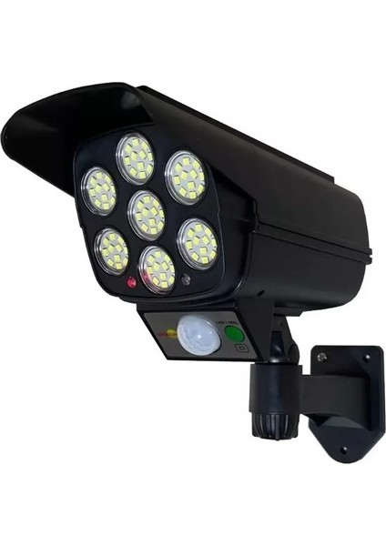 3 Mod Dış Mekan Güneş Enerjili Hareket Sensörlü 77 Led, Siyah Güvenlik Kamerası Kablosuz Bahçe Aydınlatması